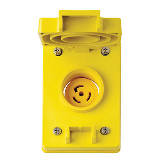 Product image for Receptacle with flip lid locking single 2P 3W 125V 15AMP yellow