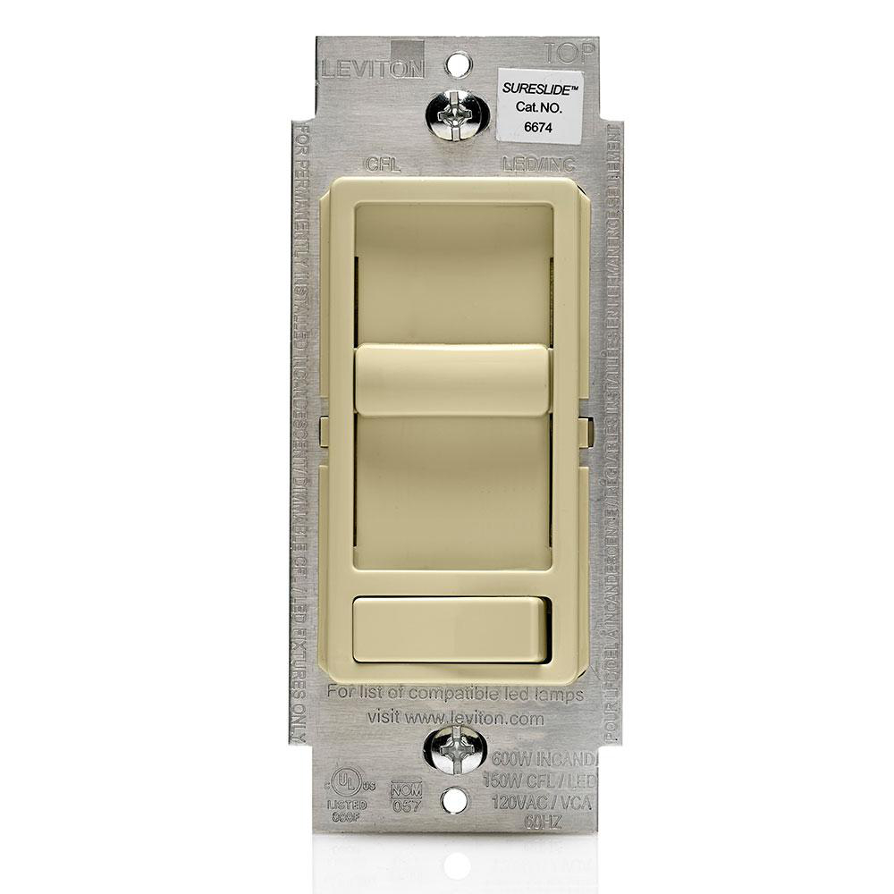 Product image for Dimmer slide LED/CFL /Incandescent 1-pole 3-way 120V 150W ivory