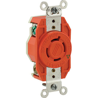 Product image for Receptacle locking flush 3P4W 250V 20A orange