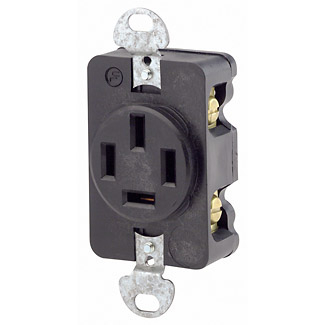 Product image for 20 Amp, 120/208 Volt, Straight Blade Flush Mount Receptacle, Industrial Grade