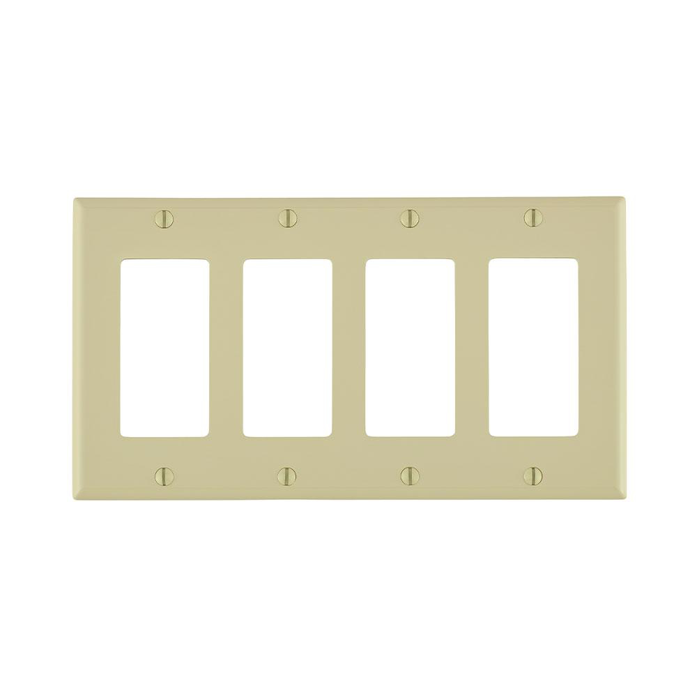 Product image for Wall plate str thrmplst nyl screwless 4G ivory