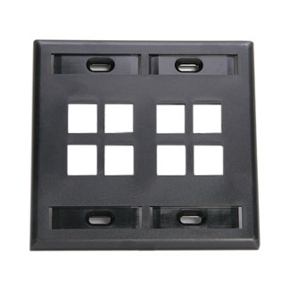 Product image for Plate wall standard 2-gang 8-port plastic black