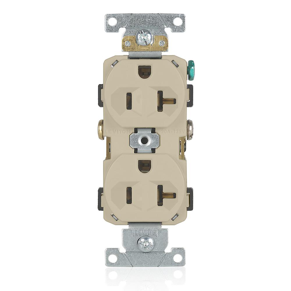 Product image for Receptacle straight 2P3W 125V 20A ivory