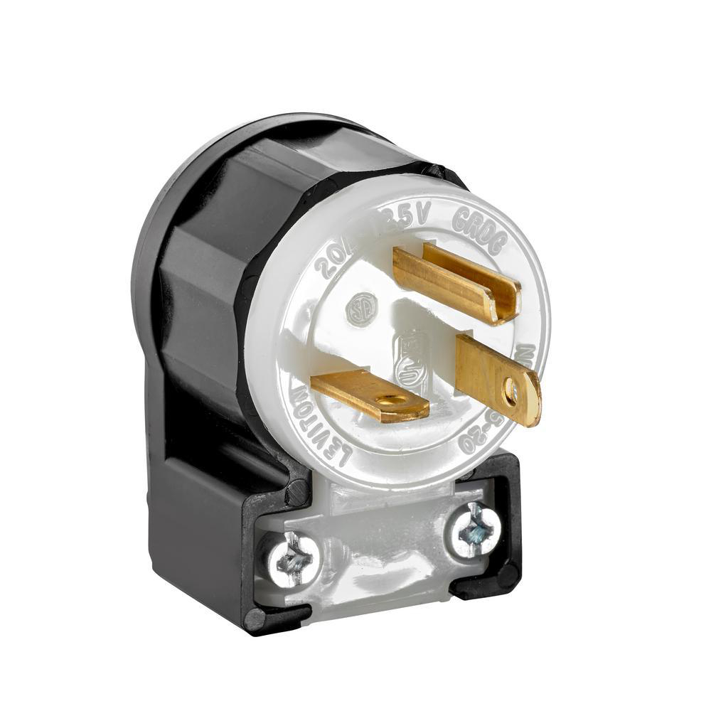 Product image for Plug angle 2P 3W 125V 20AMP black-white