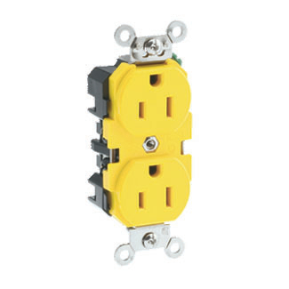 Product image for Receptacle straight 2P3W 125V 15A yellow