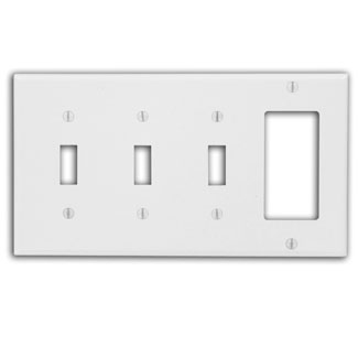 Product image for Wallplate combination 4-gang 3-toggle 1-Decora
