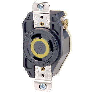 Product image for LEVITON 2610 RECEPTACLE 30A 2P3W 125V 1R SINGLE FLUSH TWISTLOCK