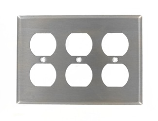 Product image for Receptacle wallplate duplex device 3-gang stainless steel