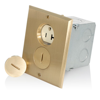 Product image for Receptacle assembly floor box/duplex 2P3W 20AMP 125V ivory