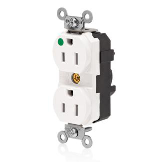 Product image for Receptacle duplex smooth face illuminated 1/2HP 15A 125V white