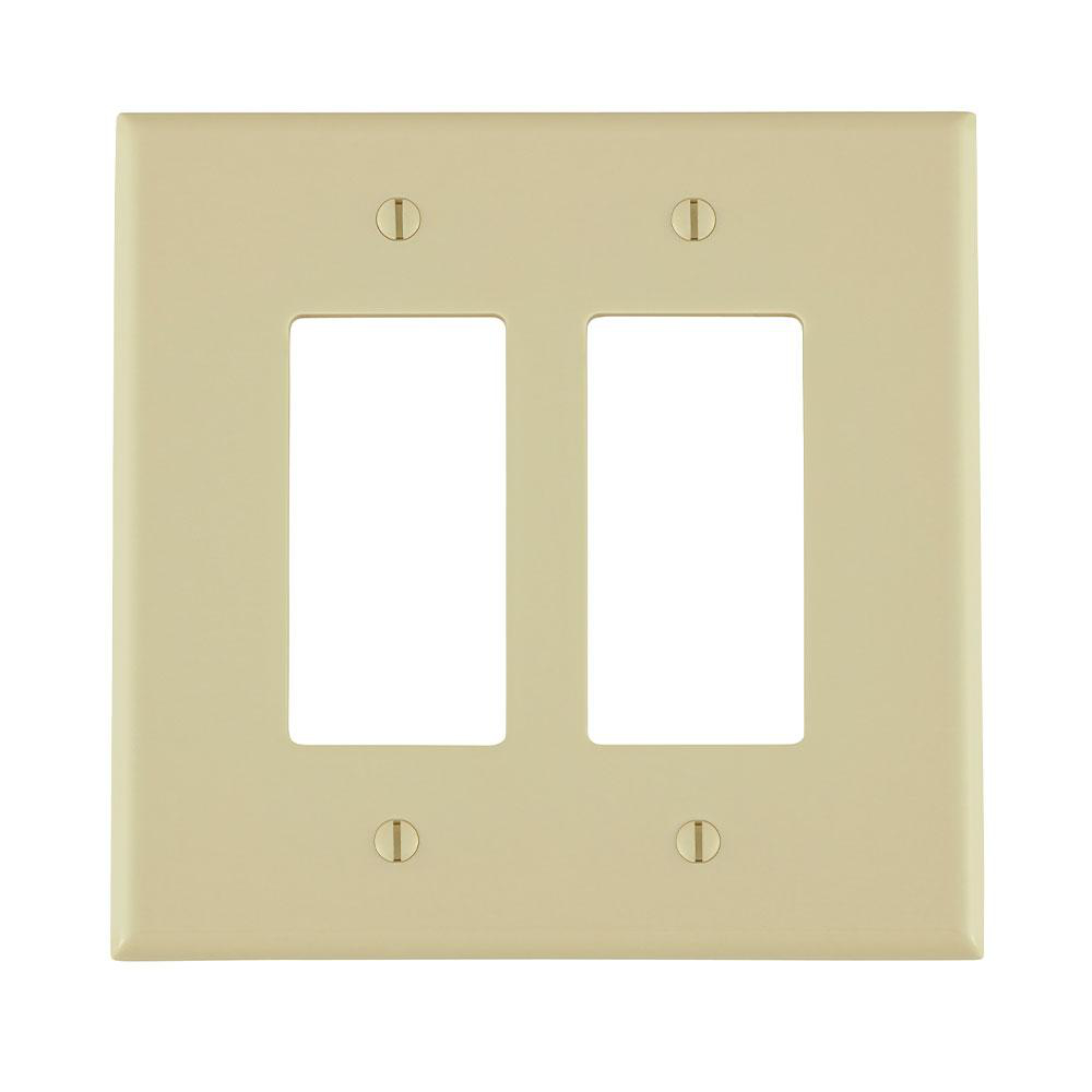 Product image for Wallplate oversize 2-gang decora/GFCI thermoset ivory