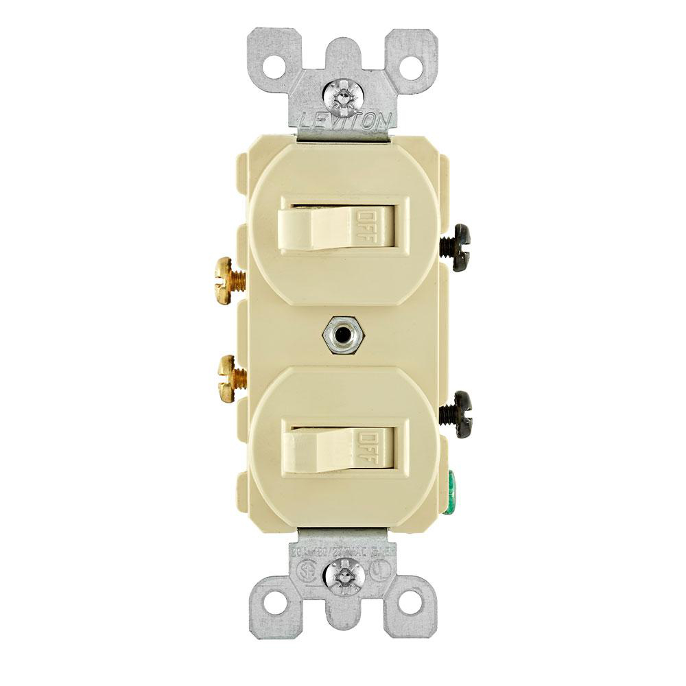 Product image for Switch combination duplex 1-pole/1-pole AC 120/277V 20AMP ivory