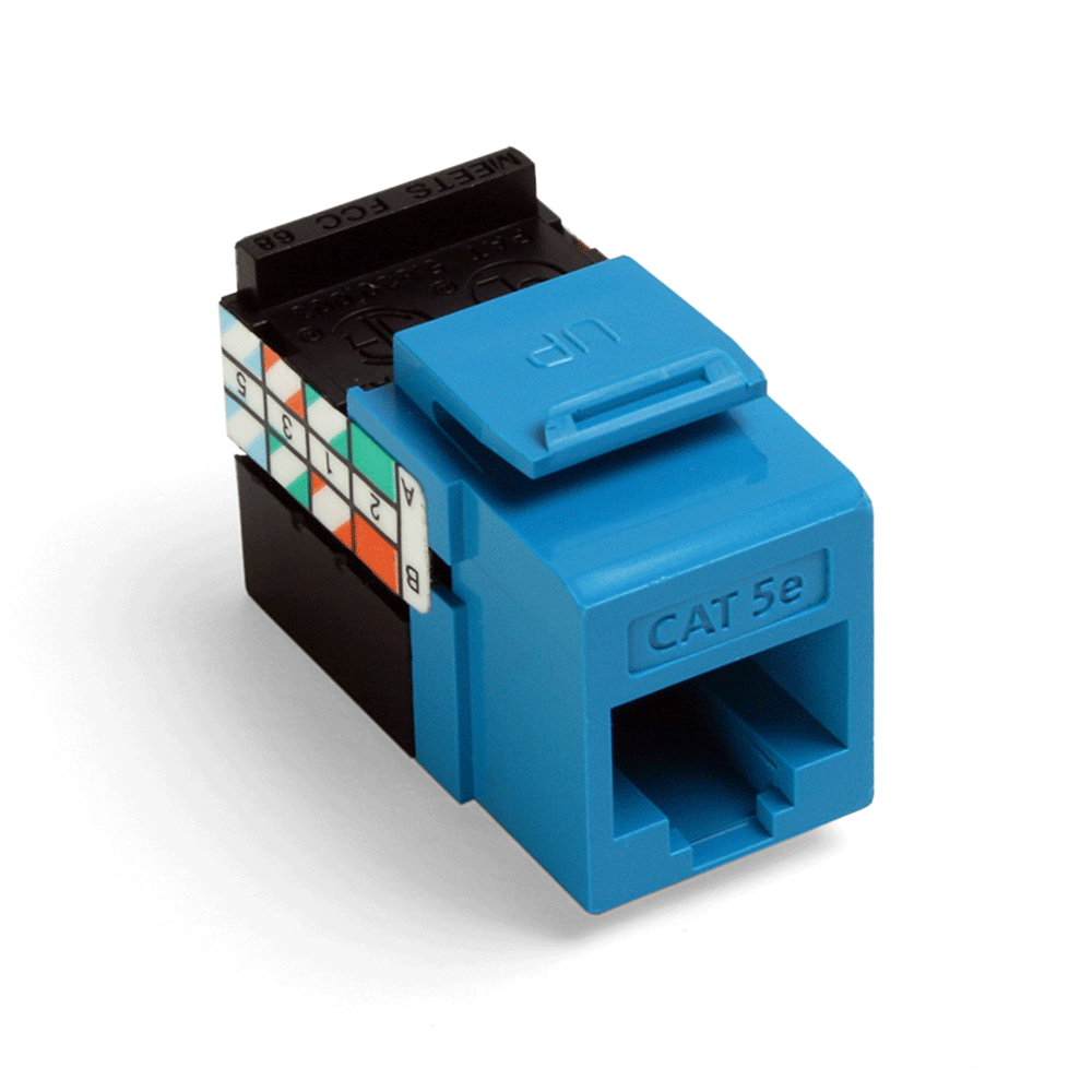 Product image for LEVITON 5G108-RL5 CONNECTOR CAT5E 8COND GIGAMAX CHANNEL RATED SNAPIN BLUE