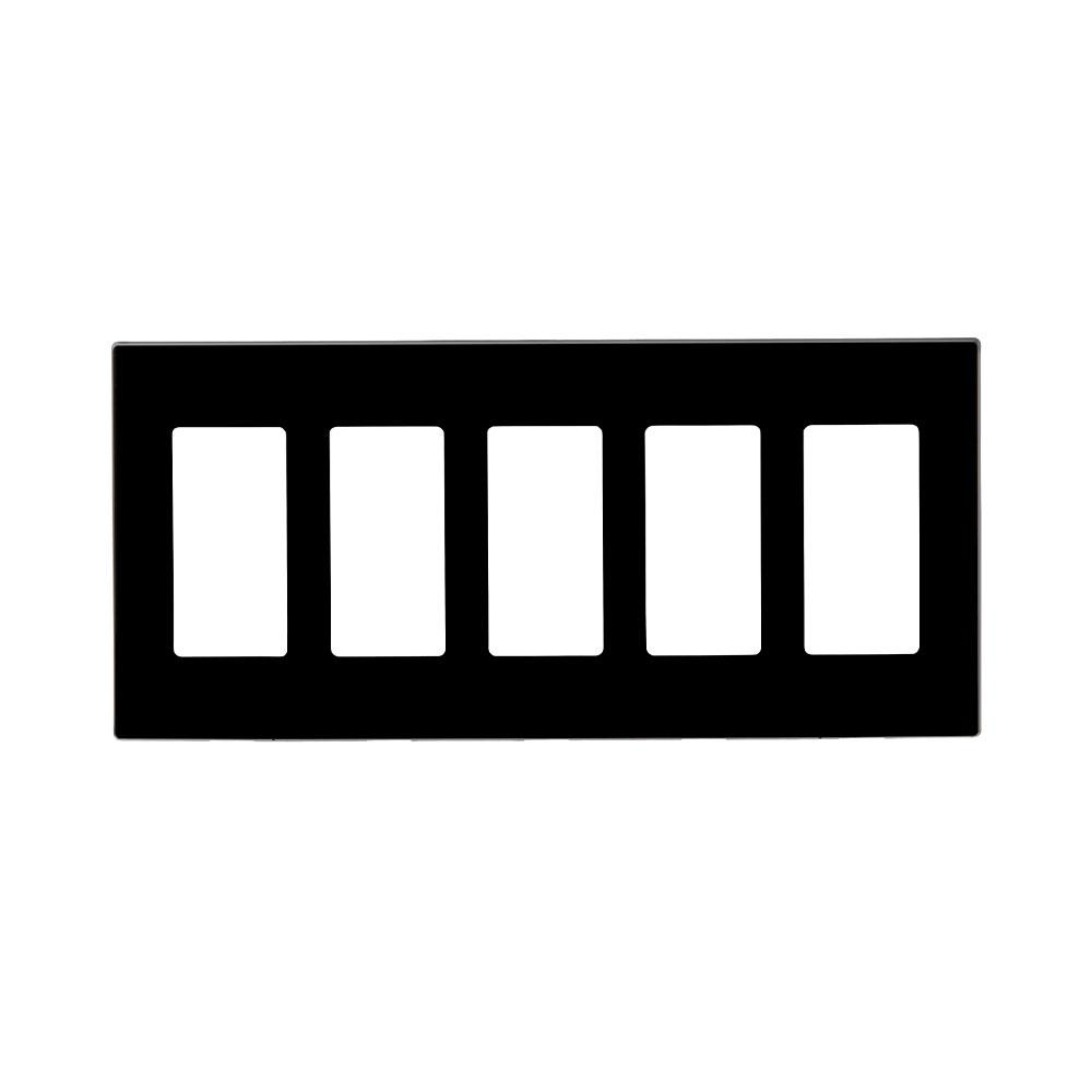Product image for 5-Gang Decora Plus Screwless Wallplate, Polycarbonate, Black