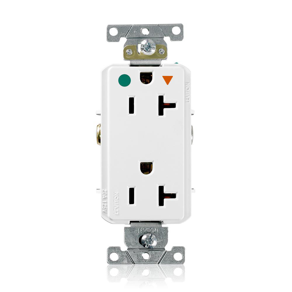 Product image for 20 Amp Decora Plus Isolated Ground Duplex Receptacle/Outlet, Hospital Grade,