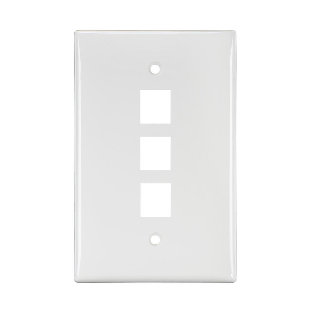 Product image for Cover plate quickport 1 gang 3 ports whi