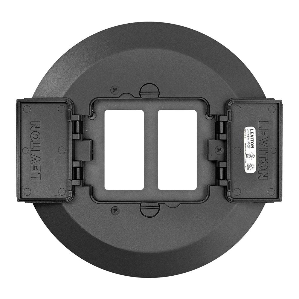 Product image for Poke-Through Cover, (2) Flip Lids, Black