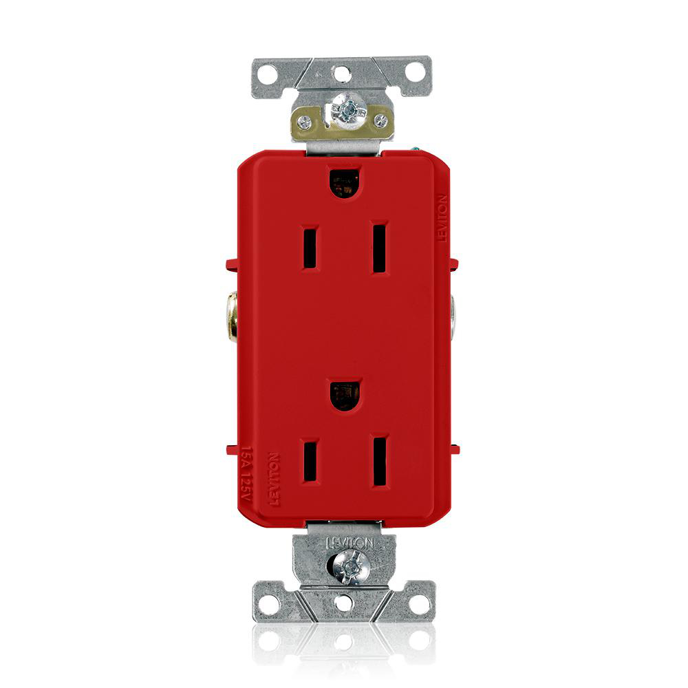 Product image for 15 Amp Decora Plus Duplex Receptacle/Outlet, Industrial Grade, Self-Grounding