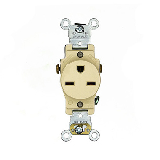 Product image for Receptacle straight 2P3W 250V 15A ivory