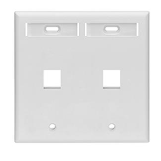 Product image for Plate wall 2-gang 2-port ID window plastic white