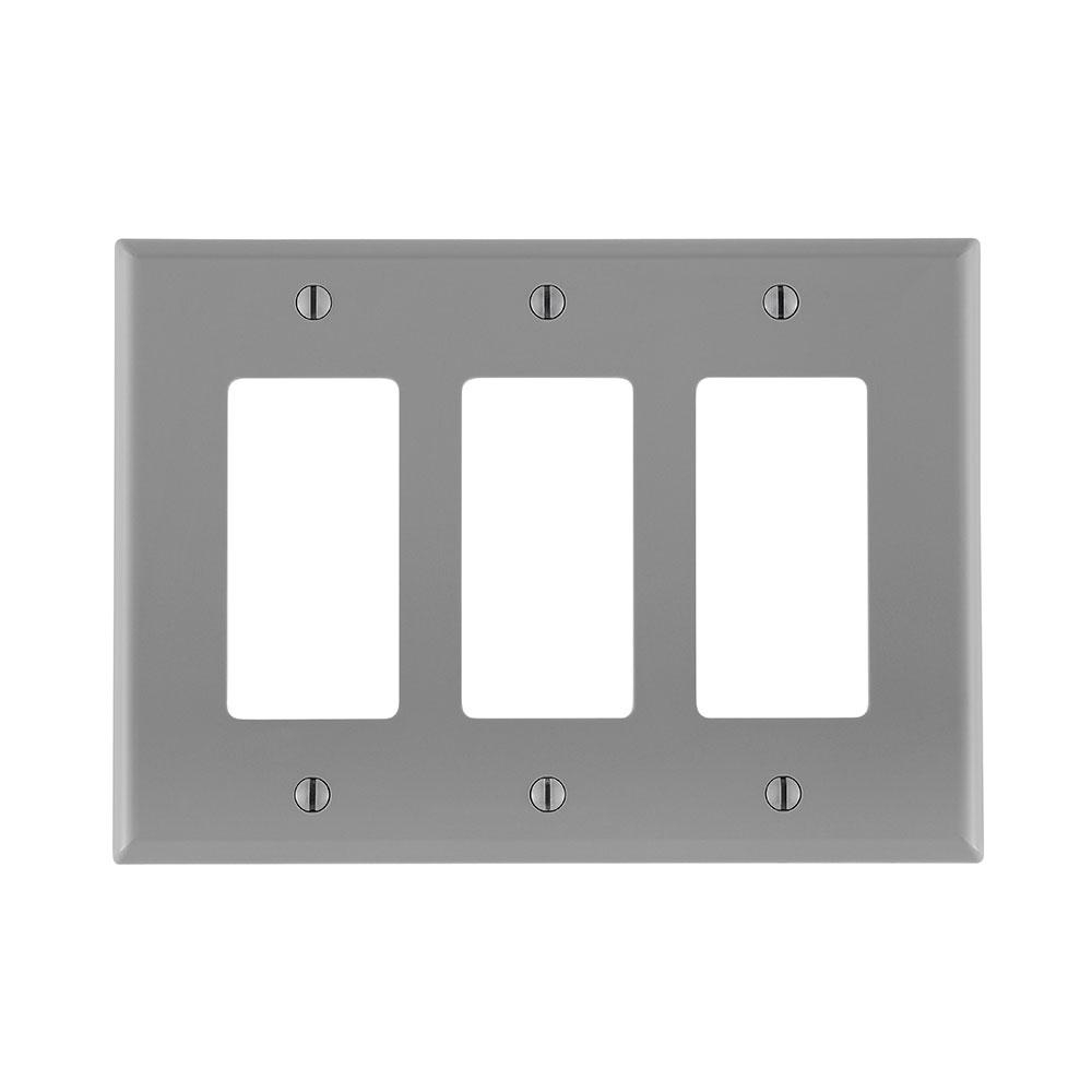 Product image for Wallplate midway 3-gang decora/GFCI device thermoplastic grey