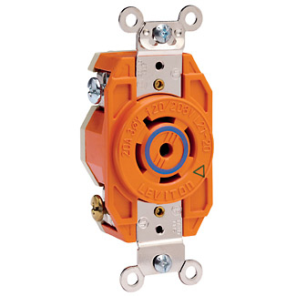 Product image for 20 Amp, 120/208 Volt, Flush Mount Locking Receptacle, Industrial Grade