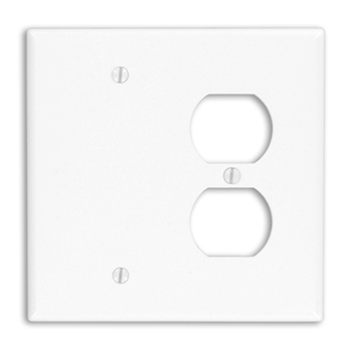 Product image for Wallplate midway 2-gang 1-duplex 1-blank thermoset white