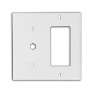 Product image for Wallplate standard 2-gang 1-decora 1-telephone/cable thermoset white