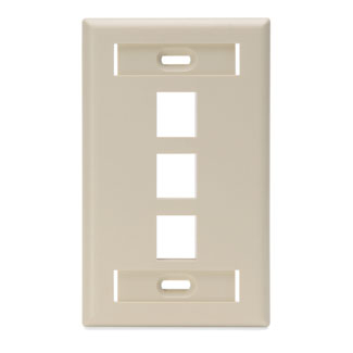 Product image for Wallplate ID window 1G 3port plastic ivory