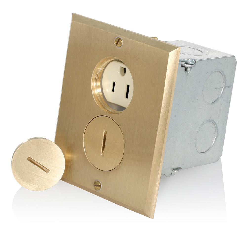 Product image for Box assembly floor duplex receptacle 2P 3W 125V 15AMP ivory