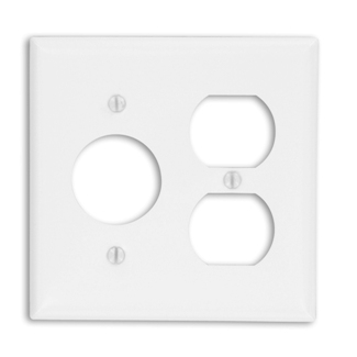 Product image for Wallplate standard 2-gang 1-duplex 1-single metal white