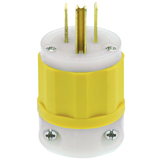Product image for Plug straight 2P 3W 125V 15AMP yellow-white