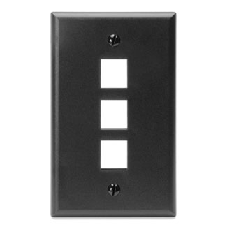 LEVITON 41080-3EP COVER 1GANG QUICKPORT 3PORT BLACK WALLPLATE