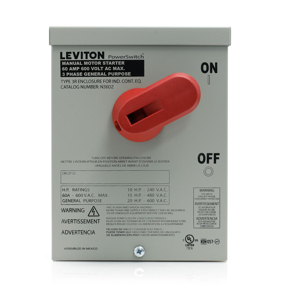 Product image for Switch starter 2-pole 1-phase NEMA-3R 60A 600V