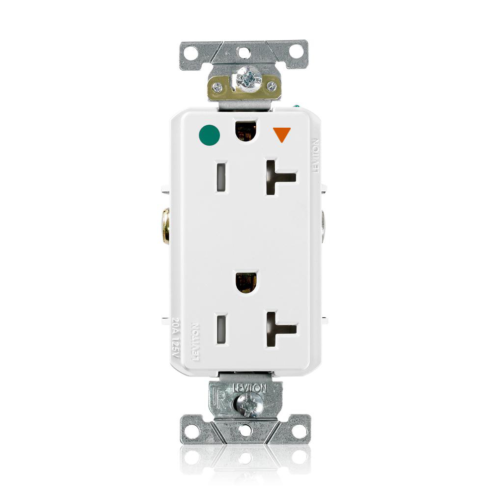 Product image for 20 Amp Decora Plus Isolated Ground Duplex Receptacle/Outlet, Hospital Grade,