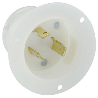 Product image for Receptacle flanged inlet 2P3W 125V 20A white