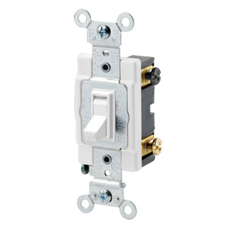 Product image for Switch toggle commercial AC quiet 4-way 120/277V 20AMP white