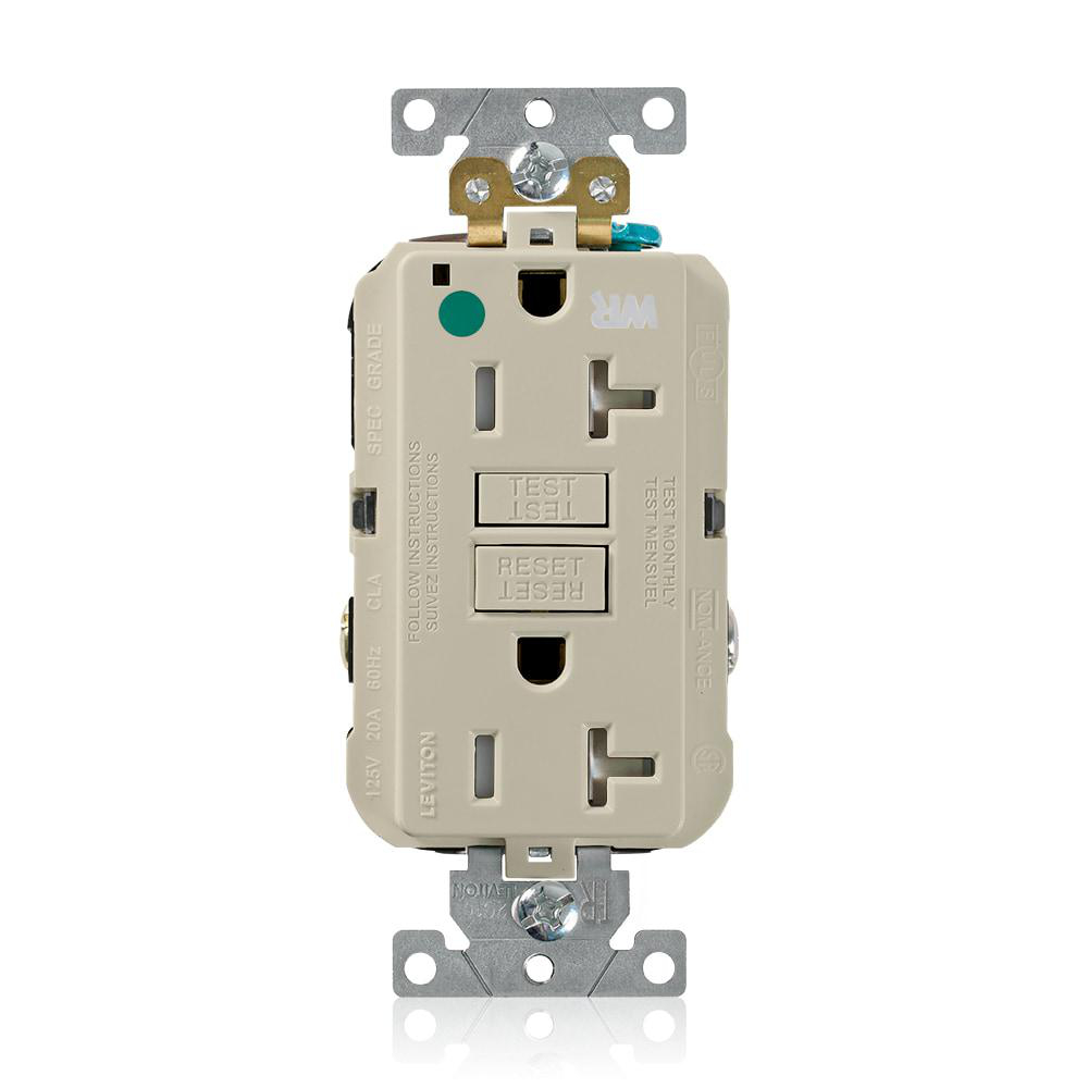 Product image for Receptacle GFCI hospital grade weather/tamper resistant 20A 125V ivory