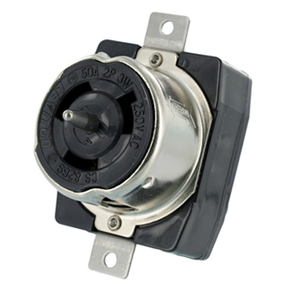 Product image for Receptacle twlo box calif.2P3W 50A 250V blk