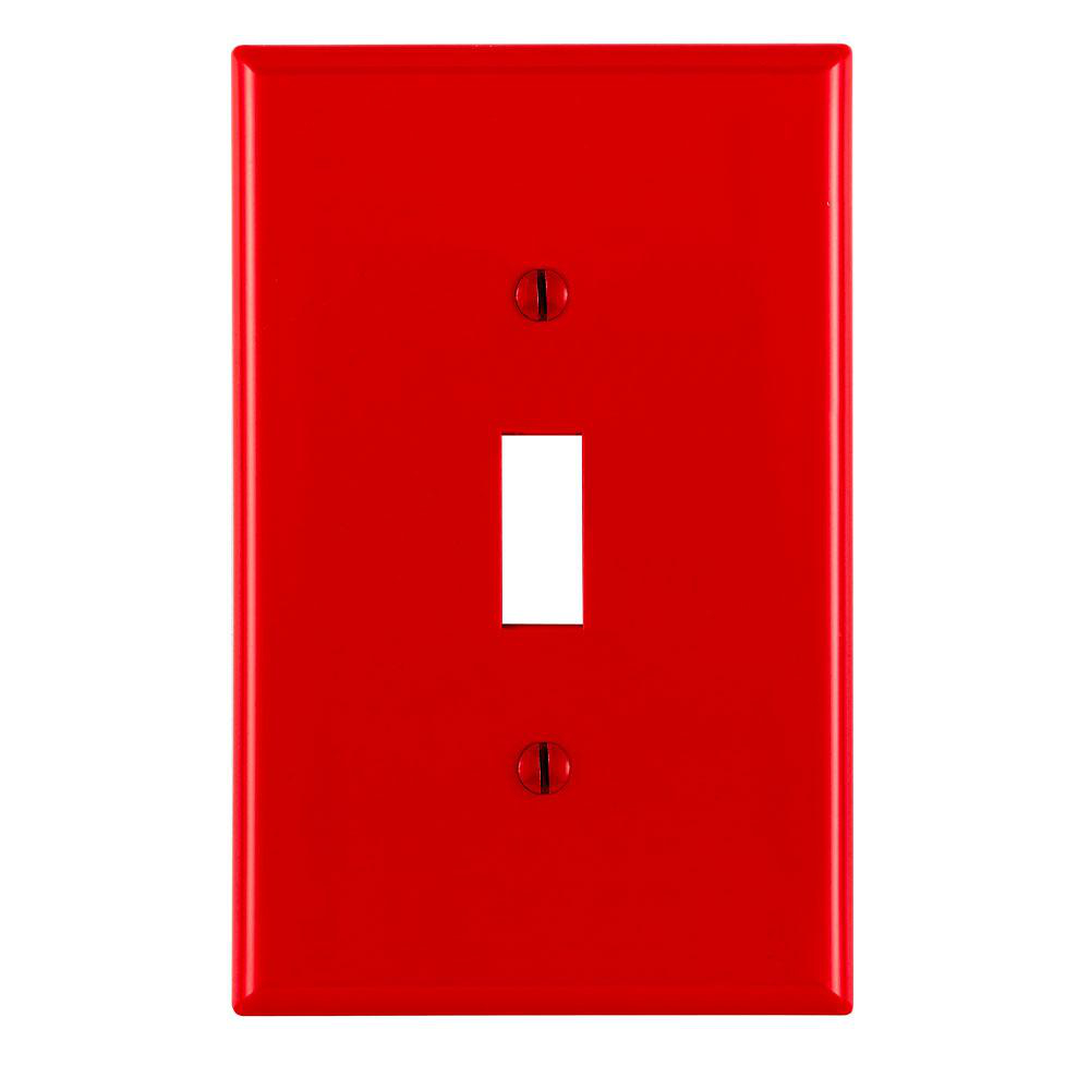 Product image for Wallplate midway 1-gang 1-toggle thermoplastic red
