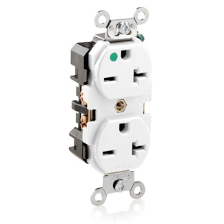 Product image for Receptacle duplex self-grounding nylon 20A 250V white