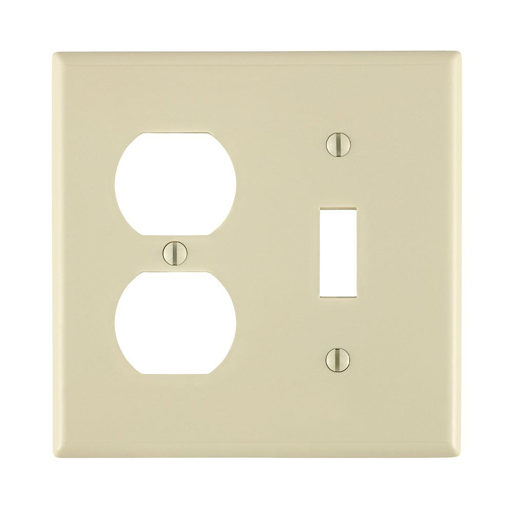 Product image for Wallplate combination 2G 1 toggle 1duplex lt alm