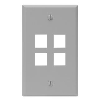 Product image for Wall plate 1G 4port plastic grey quickport