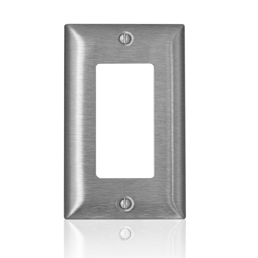 Product image for 1-Gang Decora Plus/GFCI Wallplate, Standard Size, Non-Magnetic Stainless Steel,