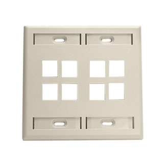Product image for Plate wall 2-gang 8-port ID windows plastic ivory
