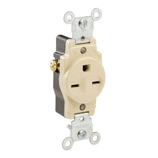 Product image for Receptacle wall heavy duty 250V 15A ivory