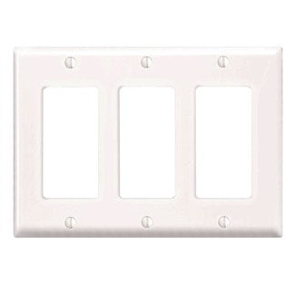Product image for Wallplate 3-gang midway thermoplastic nylon white