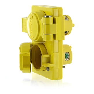 Product image for Receptacle locking duplex 2P 2W 125V 15AMP yellow