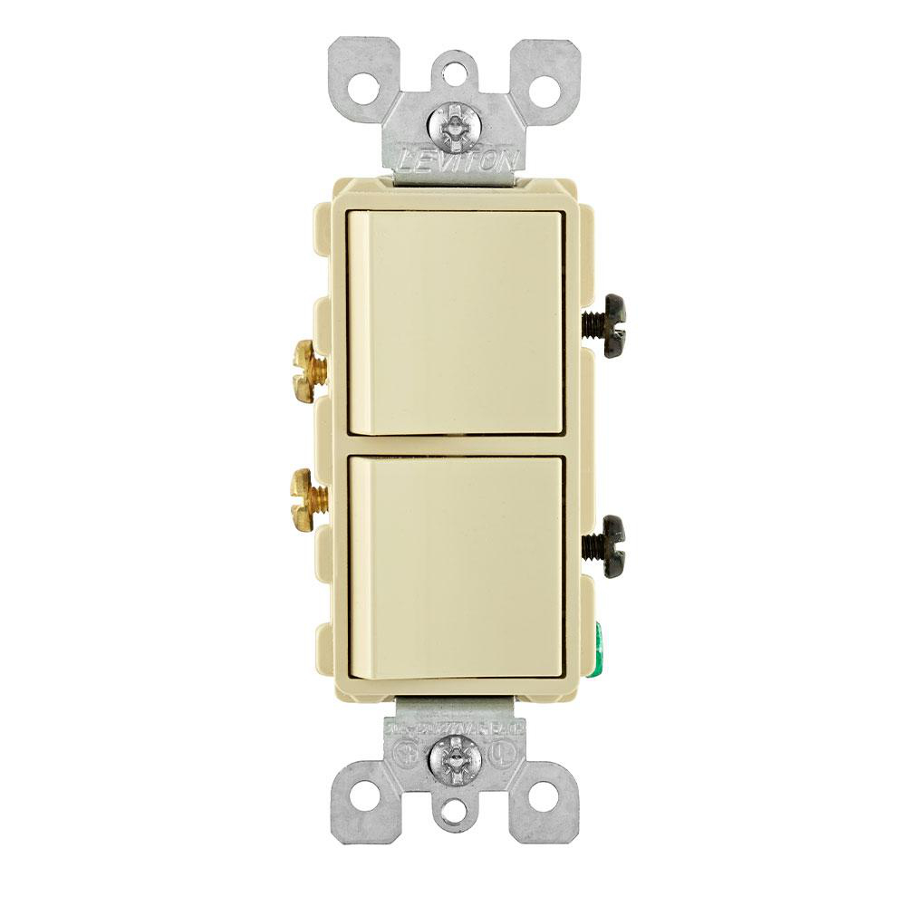 Product image for Switch combination 1-pole/1-pole AC 120/277V 20AMP ivory