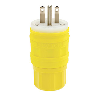Product image for Plug straight wetguard 2P3W 250V 15A yellow